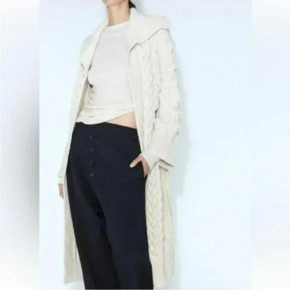 ZARA CABLE KNIT TEXTURED COAT